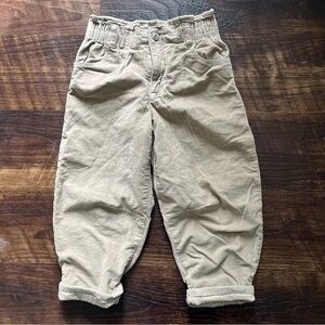 Zara corduroy tan camel lined barrel pull on paperbag waist pants 6